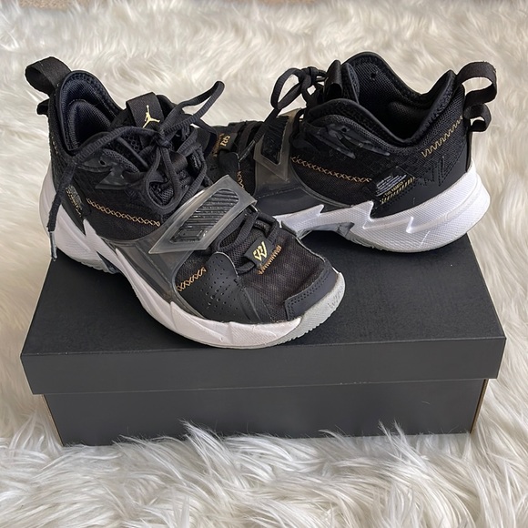 Jordan Kids Why Not Black/White/Gold Sneakers Size